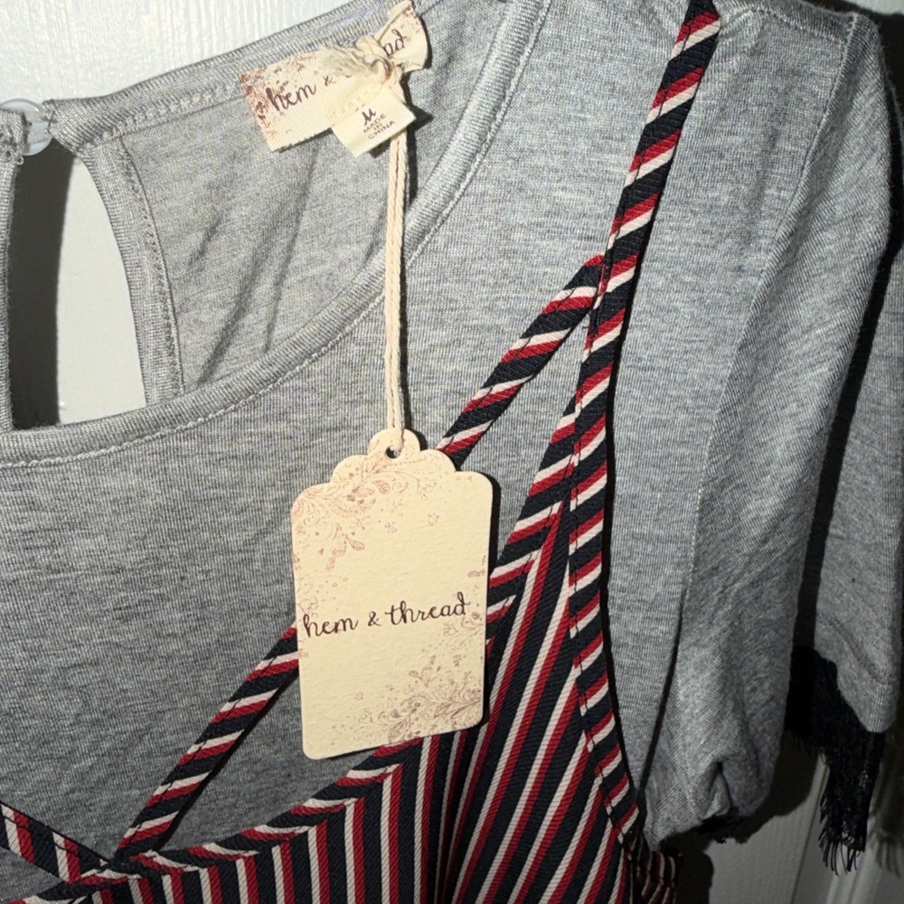 Hem & Thread Burgundy Striped Dress - Picture 4 of 4